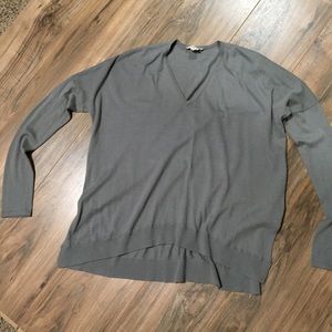 Helmut Lang Grey V Neck Hi Lo Lightweight Sweater